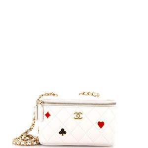 Chanel Small Coco Casino Vanity Case with Chain Quilted Caviar